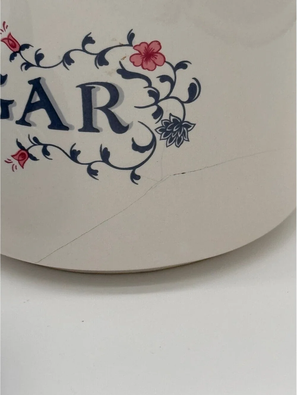 Vintage Jay Imports Cottagecore Ceramic Sugar Canister (cracked)